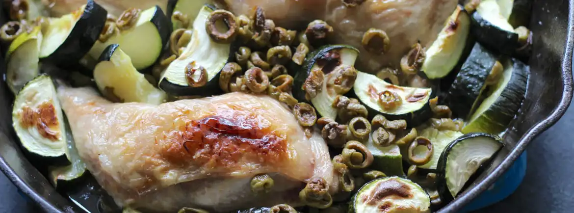 Roasted Chicken with Zucchini & Olives