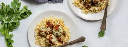 Teriyaki Chicken Meatballs And Parsnip Rice
